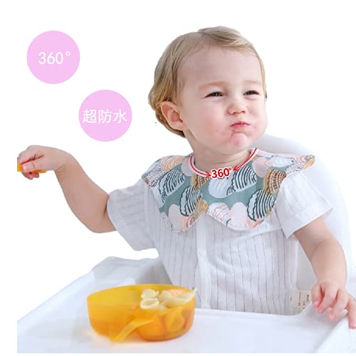 [Elf-feer] ベビー ビブ スタイ360 防水 よだれかけ 6枚セット 赤ちゃん エプロン 食事用 花びら型 出産祝い おしゃれ プレゼント (カラー1)
