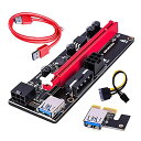 YFFSFDC ライザーカード Pcieライザー PCI-E VER 009S 1x-16xグラフィック拡張 USB3.0 PCI-E Express 1x-16x 拡張ライザーカード アダプター マイニング ビット コイン グラフィックボード アダプター 6PIN 24インチusb 3.0ライザーケーブル- 赤いUSBケーブル