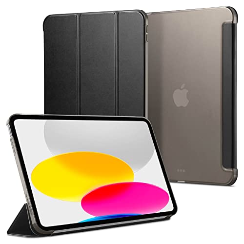 Spigen iPad 第10世代 ケース (2022) 対応 10.9インチ スリム 軽量 スタンド Apple Pencil対応 充電 オートスリープ 三つ折 高級PUレザー スマートフォールド ACS05309 (ブラック)