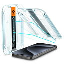 Spigen EZ Fit ガラスフィルム iPhone 15 Pro 用 貼り付けキット付き iPhone15Pro 対応 保護 フィルム 2枚入
