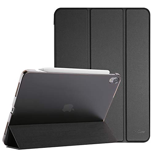 ProCase iPad Air5 (2022) / Air4 (2020) ケース 軽量 スタンド 三つ折り フォリオ保護ケース 半透明バックカバー Apple Pencil 2対応‐ブラック