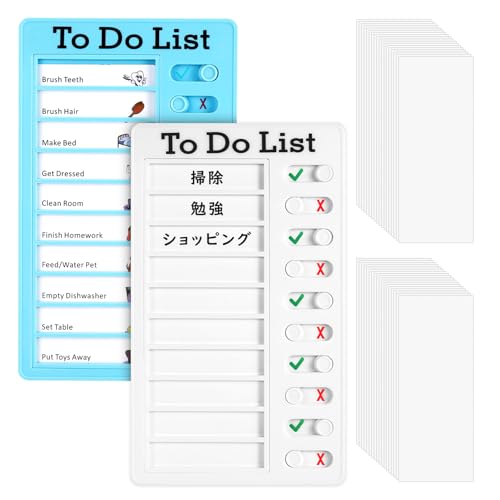 girldate チェックリスト 2個セット TO DO リスト やる事リスト メモボード メモ帳 再利用可能 時間管理 忘れ物チェッカー 2個セット+20枚カード