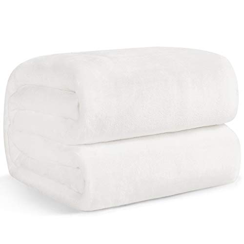 Hansleep 毛布 冬用 シングル 白 ブランケット 140x200cm ホワイト マイクロファイバー 柔らかく肌触り フランネル 洗える 軽量 静電防止 四季適用