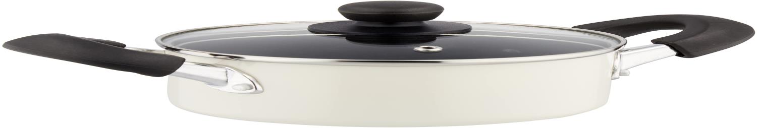 パール金属 両手鍋 16cm IH対応 ふっ素加工 ガラス蓋付 ホワイト ジャストサイズ HB-4403