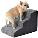 EHEYCIGA 犬階段 3段 グレー ペットステップ ドッグステップ ペット階段 犬用階段 滑り止め付き 洗える カバー取り外し(3段,グレー)