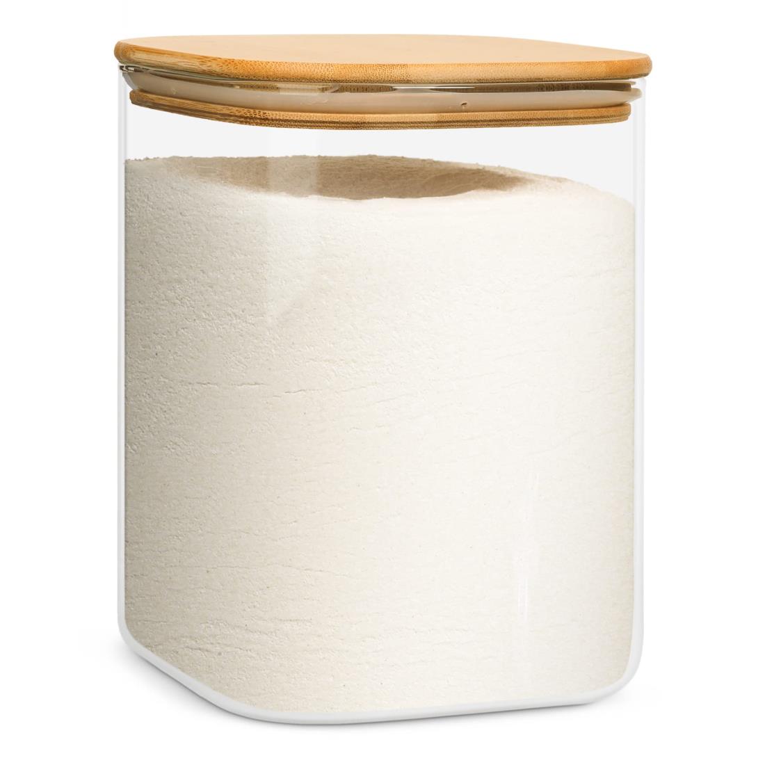 ComSaf ガラスキャニスター 密閉容器 大容量 3300ml スクエア 保存瓶 密封瓶 食品貯蔵容器 竹蓋付き ペットフードストッカー お米保存容器 小麦粉 穀物 オート麦 1個セットのサムネイル