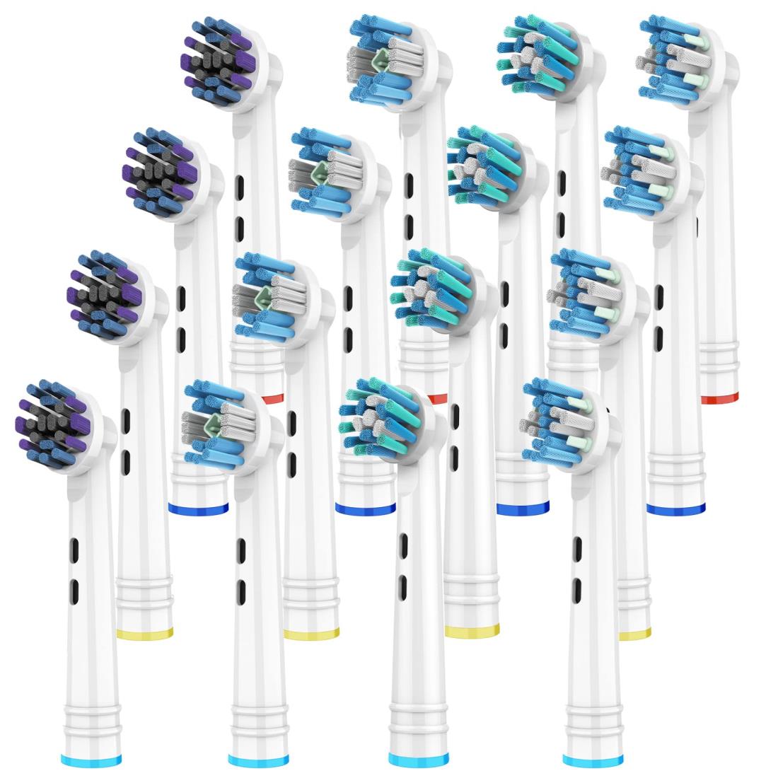 FIRIK 電動歯ブラシ オーラル B 替えブラシ の 互換品 マルチアクションブラシ 3D美白クリーニング 歯間ワイパー付ブラシ 四種類 丸形回転シリーズ対応 家庭用セット16本
