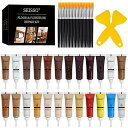 SEISSO フローリング 補修 木製品キズ補修 床 補修 補修クリーム 24色入り ドア補修 キズ隠し 傷消し 木製家具補修 24本ブラシ付き 2本スクレーパー付き