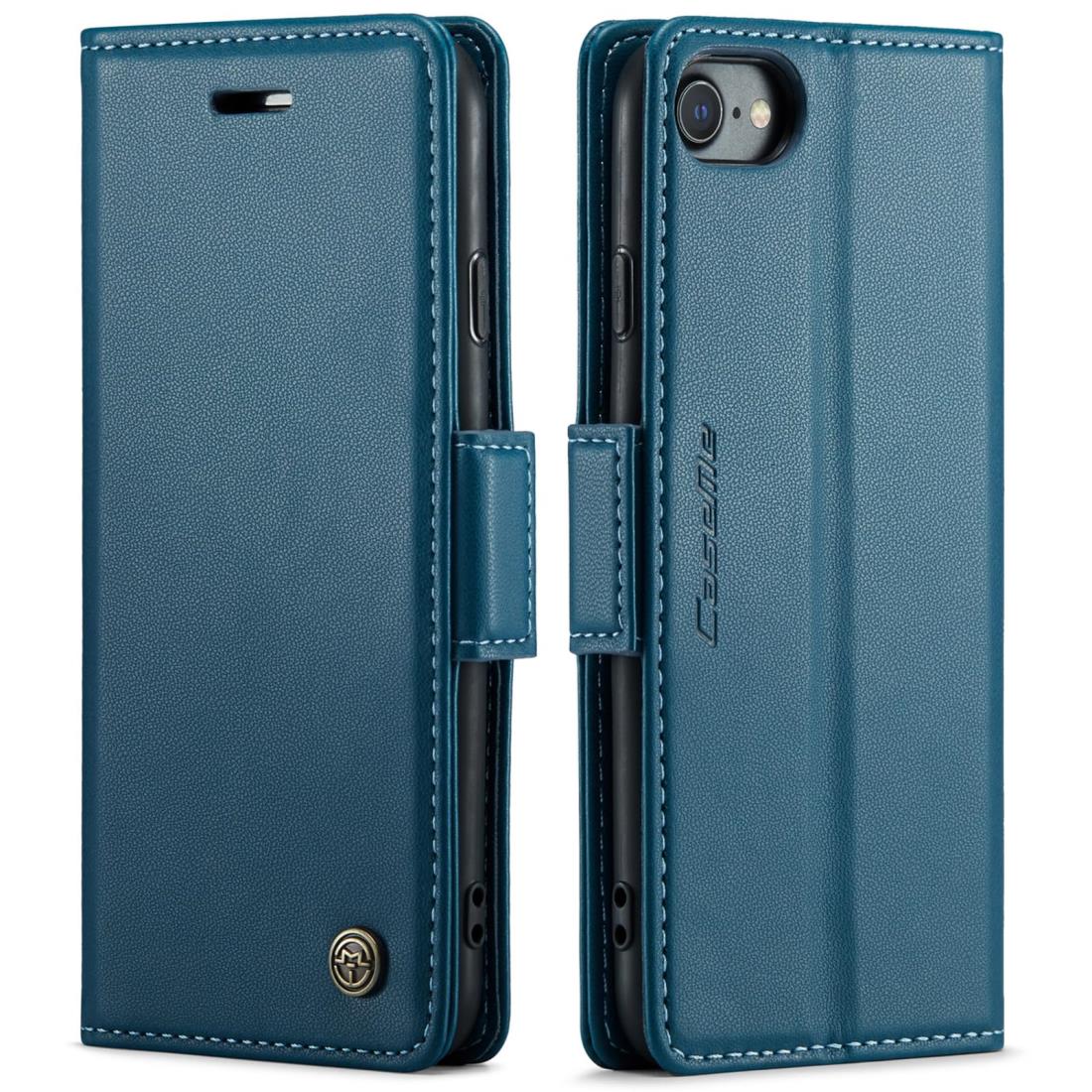 QLTYPRI iPhone 16e 用 ケース 手帳型 いPhone16e 用 手帳型ケース PUレザー カード収納 スマグネット式 財布型 耐衝撃 全面保護 スマホケース スタンド機能付き ワイヤレス充電対応 ストラップホール付き アイフォン16e カバー 6.1インチ 対応 (ブルー)