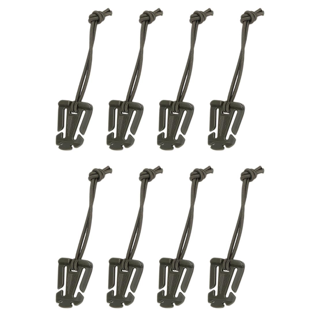 楽天TSJショップ[サムコス] バックル クリップ 8枚セット リュック紐 ゴムひも付き 便利グッズ ウェブドミネーター ベルト調整 ウェビング固定 バックパック用 アウトドア用 （グリーン）