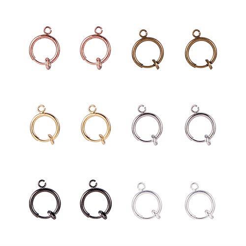 PH PandaHall 約36個 6色 真鍮 クリップ イヤリング ピアス イヤーカフ フェイクピアス メンズ レディース サージカル 金属アレルギー対応 ノ...