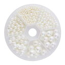PH PandaHall ガラスビーズ パール 小さな 光沢 穴なし ラウンド 丸玉 手芸材料 DIY用 ジュエリー用 UVレジン 封入 3mm 4mm 5mm 6mm 8mm 10mm ハンドメイド 材料 手作り 素材 小分けケース付き 約804個