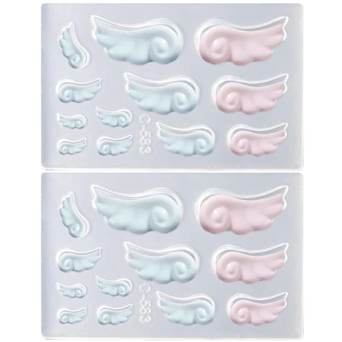 サムコス シリコンモールド 羽 2個入り ネイル 立体 翼形 素材 羽根 天使 コンパクト レジン モールド ..