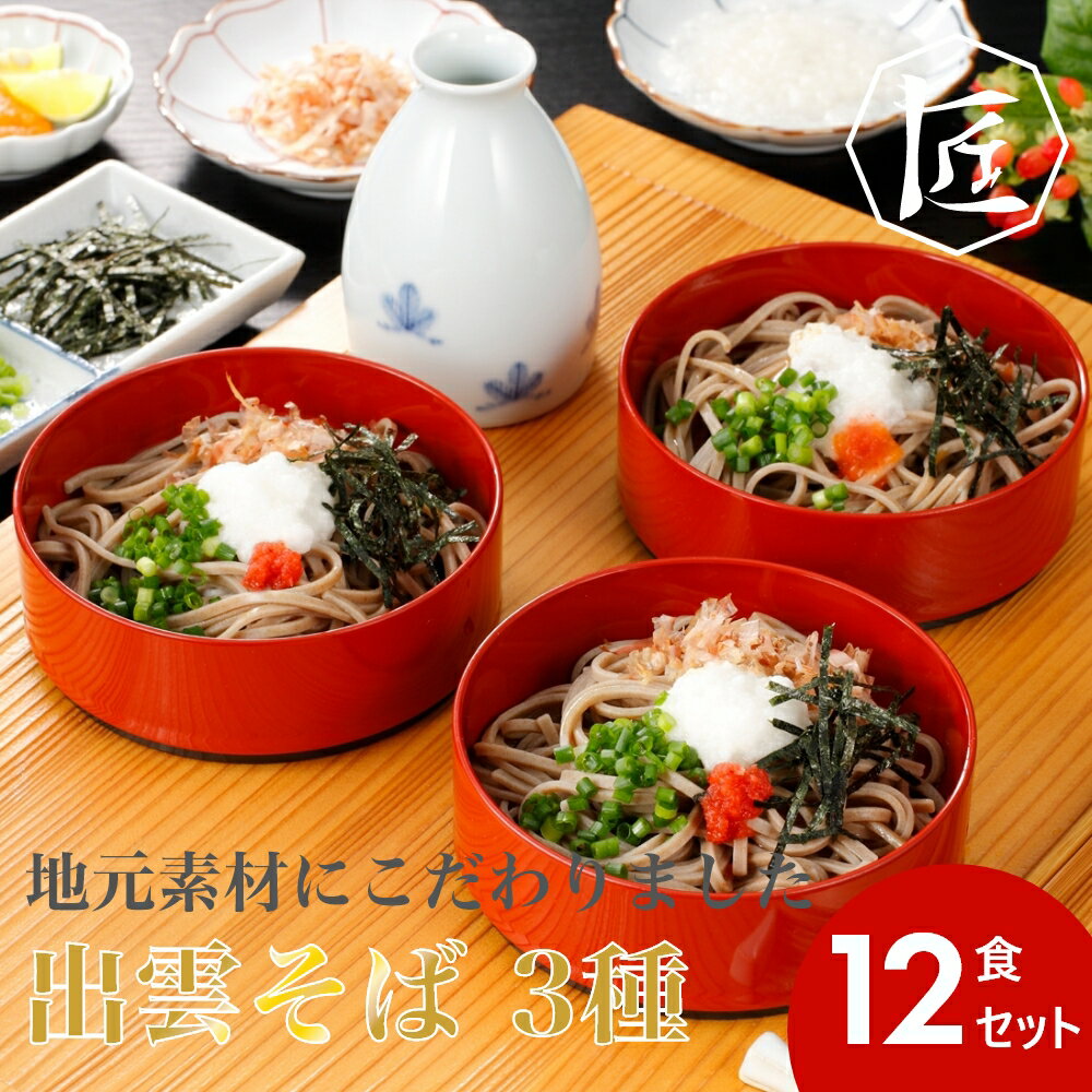 【楽天大感謝祭】【送料無料】 地元素材にこだわりました 出雲そば 3種 12食セット ［TAKUMIの逸品］