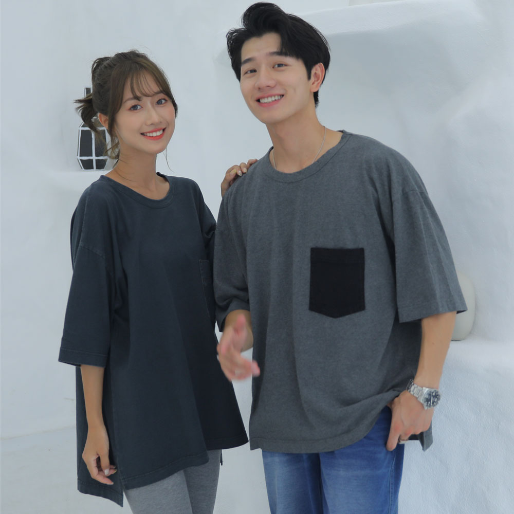 [ ムニー ] tシャツ メンズ 半袖 無地 レディース ペアtシャツ ビッグtシャツ ビッグシルエットtシャツ tシャツ ゆったり カップル おそろい お揃い レディーストップス 胸ポケット付き 綿100% カットソー カジュアル 大きいサイズ 大きめ おしゃれ オーバーサイズ 部屋着