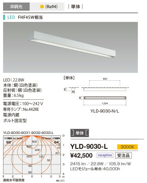 YLD-9030-LLED一体型 ベースライト クロスセクション86 FHF45W相当単体 非調光 電球色山田照明 照明器具 会議室 公共施設用 天井照明 テクニカルライト