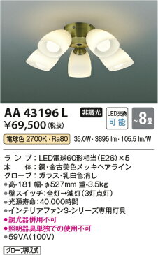 AA43196L コイズミ照明 照明器具 インテリアファン S-シリーズ クラシカルタイプ用 灯具 LED39W 電球色 非調光 【〜8畳】