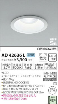 AD42636L コイズミ照明 照明器具 防雨・防湿型パネルシリーズ LEDダウンライト 高気密SB形 白熱球40W相当 昼白色 非調光