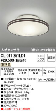 OL011251LD1LEDポーチライト連動型シーリングライト非調光 電球色 人感センサ付白熱灯50W×2灯相当オーデリック 照明器具 屋外用 玄関 勝手口