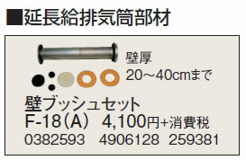 F-18(A)延長給排気筒部材 壁ブッシュセット 壁厚20〜40cmまでコロナ 暖房器具用部材