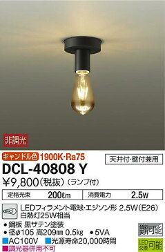 DCL-40808YLED小型シーリングライト LED交換可能傾斜天井対応 要電気工事 キャンドル色 非調光 白熱灯25W相当大光電機 照明器具 洋風 天井照明