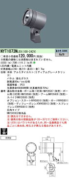 NYT1073NLE9 パナソニック Panasonic 施設照明 ライトアップ照明 屋外用LEDスポットライト 防雨型 マルチハロゲン灯250形相当 広角タイプ36° 昼白色 NYT1073NLE9