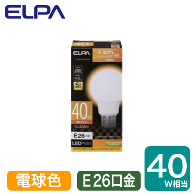 LDA5L-G-G5102LED電球 A形広配光 4.6W 電球色相当 E26口金 40W形相当ELPA 朝日電器 ランプ(3)