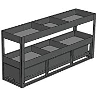 SCT-S04 ジェフコム 電設作業工具 DENSAN デンサン 車載用収納・車載用備品 バンキャビネット サイド棚 引き出し1段+棚2段 左右兼用 奥行1300mmタイプ ハイエース・キャラバン用 SCT-S04