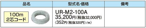 UR-M2-100Aコロナ 石油給湯機器 リモコン関連部材2芯コード 100m UR-M2-100Aコロナ 石油給湯機器 リモコン関連部材2芯コード 100m