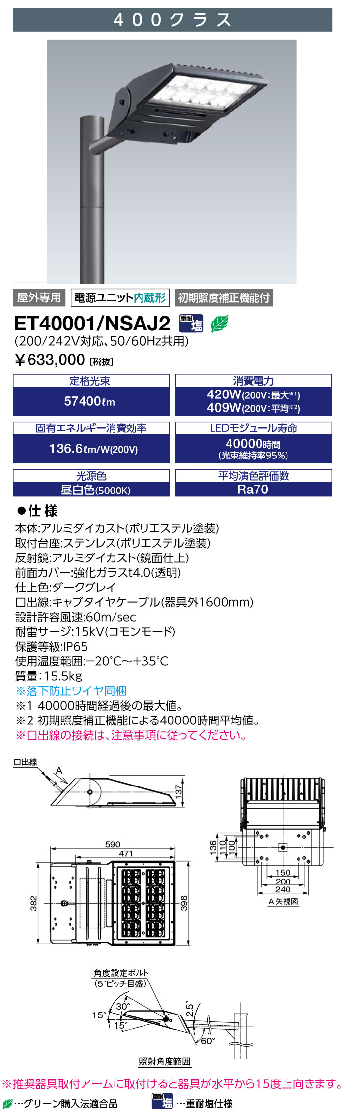 ET40001/NSAJ2LED����� ��ǥ����å� �ƥ˥����� ���ѱ����� 400���饹 ���򿧲������� �Ÿ���˥å���¢�� �������������ǽ�մ���ŵ� ���߾���
