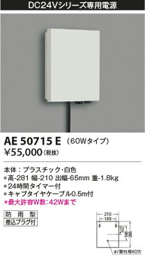 コイズミ照明 照明器具部材DC24Vエクステリアライトシリーズ用 専用電源(タイマー付電源ボックス)60Wタイプ 防雨型AE50715E