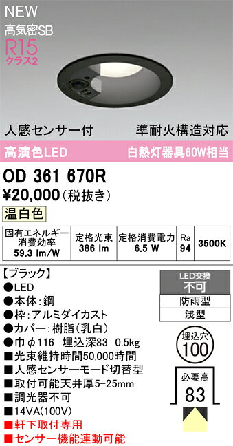 OD361670R�������ƥꥢ LED�١���������饤�Ƚ��Ѳй�¤�б� LED���η� �ʹ����󥵡��� R15��鿧 ���饹2�ⵤ̩SB�� ������100���� �Ȼ��۸� ��Ǯ�����60W���������ǥ�å� ������� ������ ������