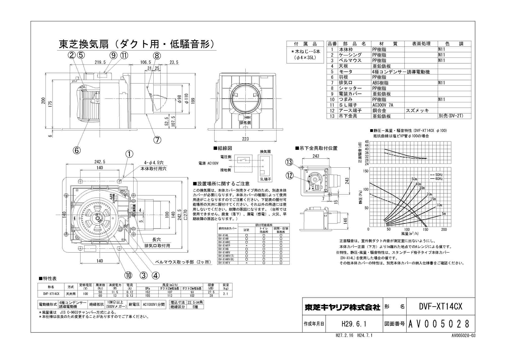 東芝 低騒音ダクト用換気扇ルーバー別売タイプトイレ・洗面所・浴室・居間・事務所・店舗用DVF-XT14CX