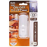 PM-LSW1(W)屋内用 スイッチ付LEDナイトライトコンセント差込タイプ 白色ELPA 朝日電器 照明器具