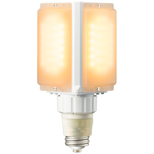 道路に適した片側照射配光。既設の器具・ポールなどを活かしたままLED化。79WE39口金点灯方向：水平点灯明るさ：水銀ランプ300W相当光源色：ナトリウム色適合電源ユニット（別置）：WLE155V560M1/24-1消費電力：90W（100...