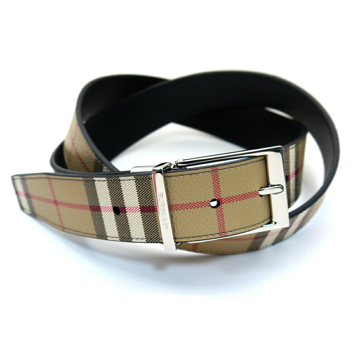 バーバリー/BURBERRY 回転式リバーシブルメンズベルト 8072333 ベージュチェック【...