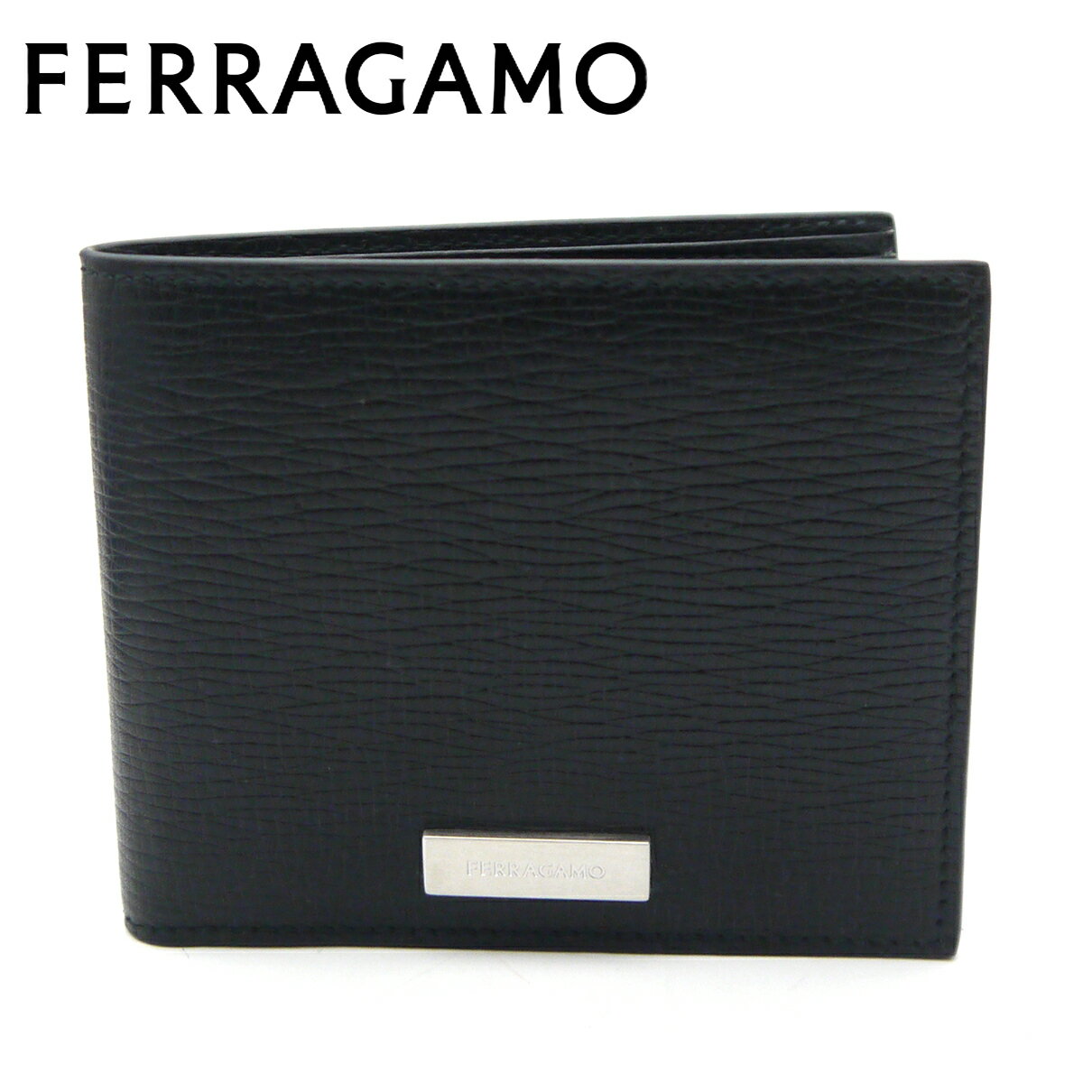 フェラガモ 二つ折り財布（メンズ） 【新品】フェラガモ/Salvatore Ferragamo 二つ折り小銭入れ付メンズ財布・LINGOTTO 661220 NERO ブラック【即発送可能】