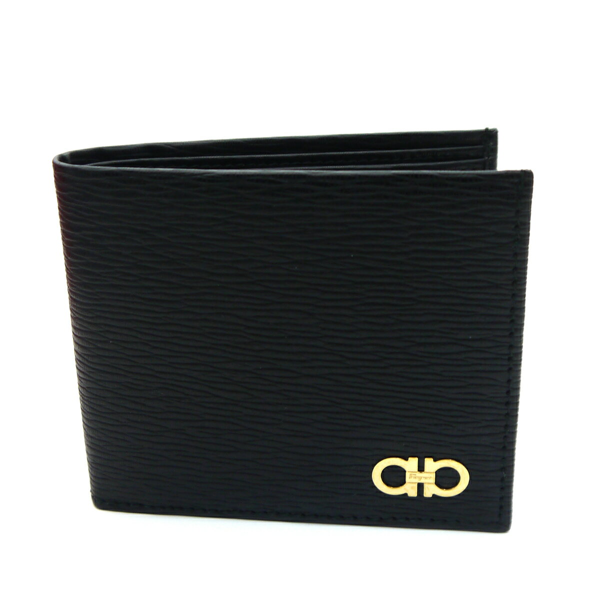 フェラガモ 二つ折り財布（メンズ） フェラガモ/Salvatore 二つ折りメンズ財布　66-A063 NERO ブラック【即発送可能】