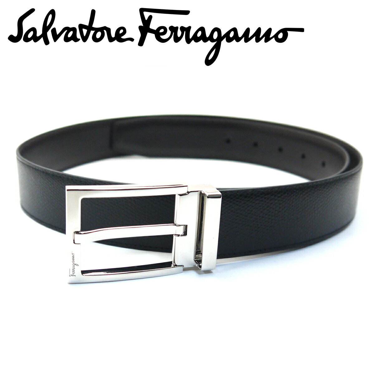 フェラガモ ベルト（メンズ） フェラガモ/Salvatore Ferragamo メンズリバーシブルベルト・67-9301 675158 ブラック【即発送可能】