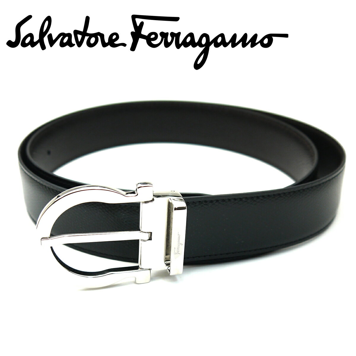 フェラガモ/Salvatore Ferragamo メンズリバーシブルベルト・67-9781　675140　型押し【即発送可能】