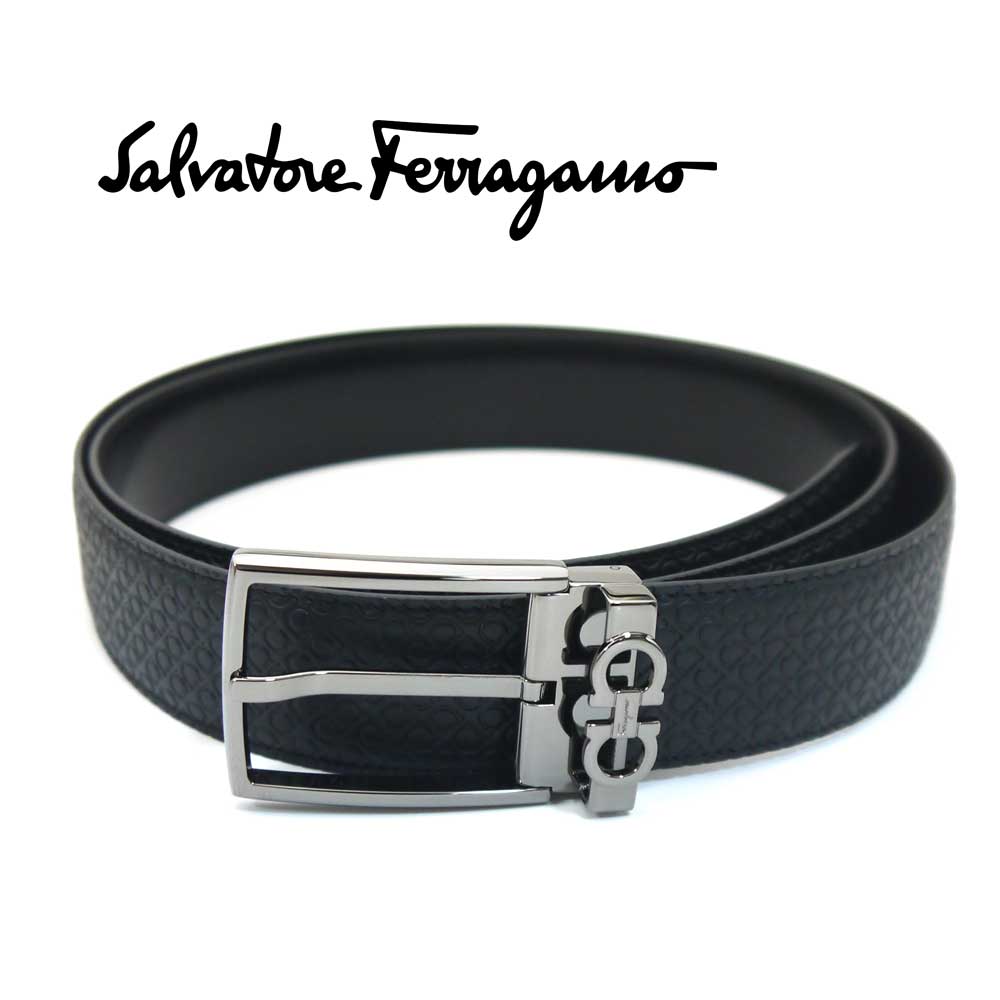 フェラガモ ベルト（メンズ） フェラガモ/Salvatore Ferragamo メンズリバーシブルベルト・67-A037 718382　ブラック【即発送可能】