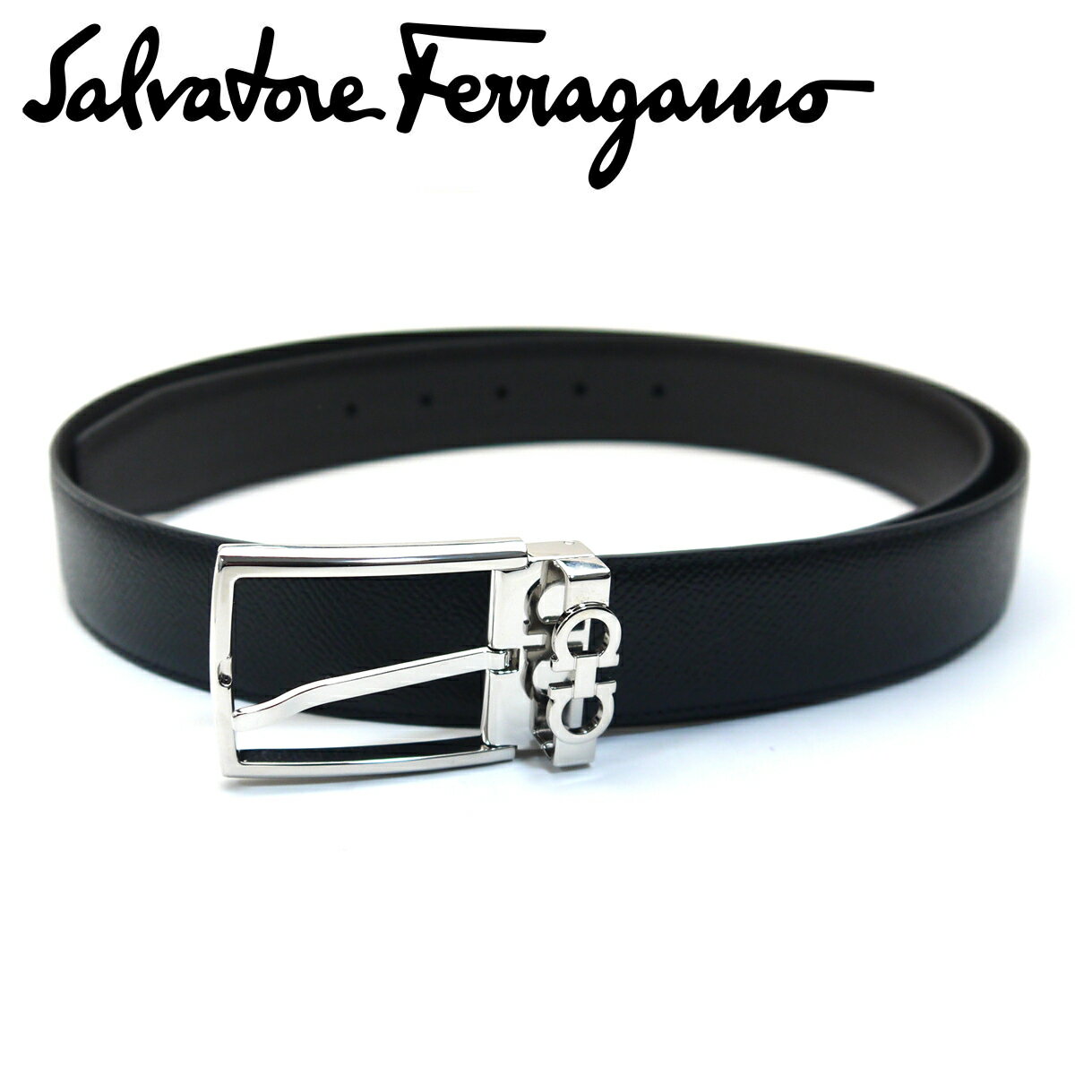 フェラガモ ベルト（メンズ） フェラガモ/Salvatore Ferragamo メンズリバーシブルベルト・67-A037 708206　ブラック【即発送可能】