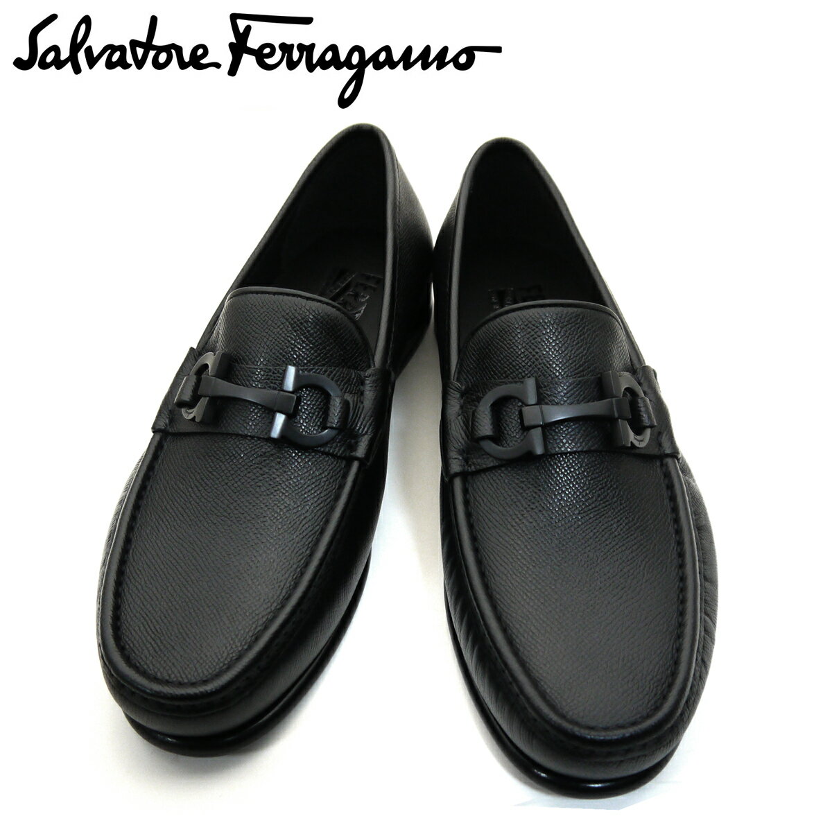 フェラガモ/Salvatore Ferragamo メンズ ローファー ビジネスシューズ 靴 モカシン　ガンチーニ CROWN 0688525 NERO ブラック 【即発送可能】