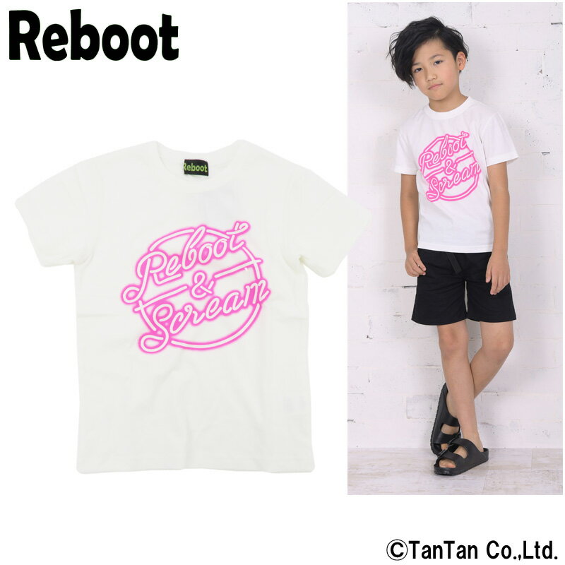 半袖Tシャツ ネオンロゴ柄 男の子 キッズ 子供服 Reboot リブート