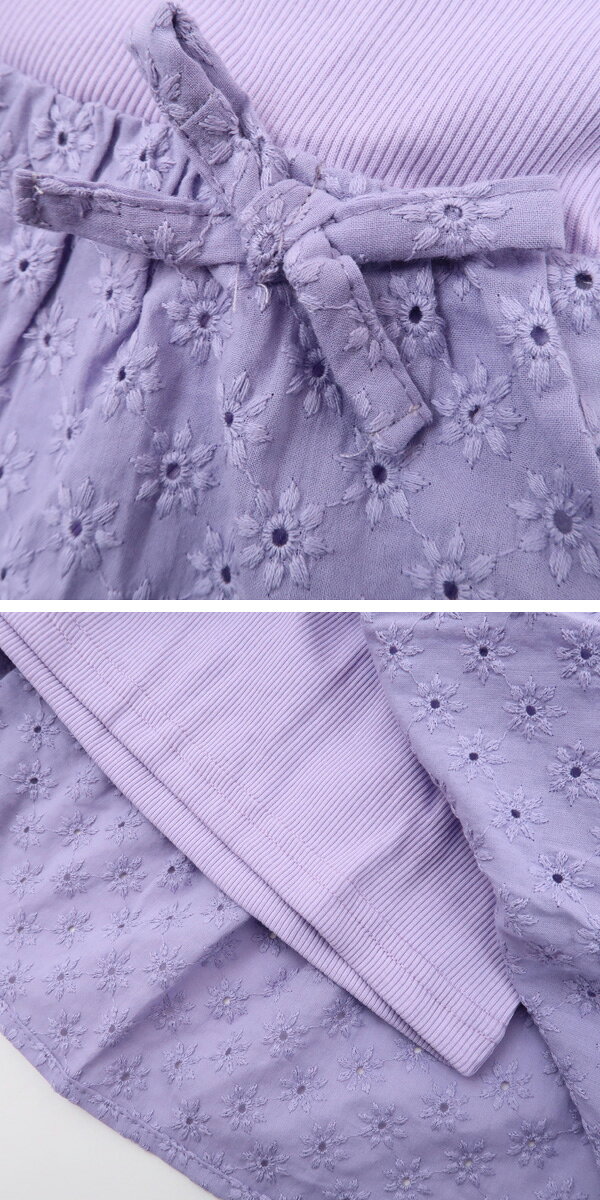 【30％OFFセール】ラポシェビスキュイ 長袖Tシャツ 女の子 キッズ レース トップス お花刺繍 キナリ パープル サックス 100-140cm【K】【2401】【48】【D20】 tstyle-10016243 T-STYLE STORE サンプル画像3