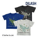 【お得なSALEセール販売中!】DILASH ディラッシュ 半袖Tシャツ 男の子 キッズ 半袖 Tシャツ 恐竜 迷路 トップス ブルー チャコール オフ 80-...