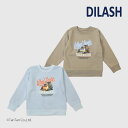 【50%OFFセール】長袖トレーナー トップス 男の子 キッズ ホイールローダー 働く車 プリント ベージュ サックス 80-140cm DILASH ディラッ...