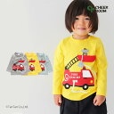 【40%OFFセール】長袖Tシャツ トップス 消防車 男の子 女の子 知育 仕掛け ベビー キッズ グレー イエロー サックス 80-130cm CHEEK ROOM チークルーム【K】【新作】【2501】【54】