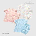 【50%OFFセール】パジャマ リボン柄 前あき 女の子 キッズ オフ ピンク サックス 80-140cm ampersand アンパサンド【K】【新作】【2502】【56】