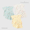 【50%OFFセール】パジャマ アイス柄 前あき 女の子 キッズ アイボリー ミント イエロー 80-140cm ampersand アンパサンド【K】【新作】【2502】【56】